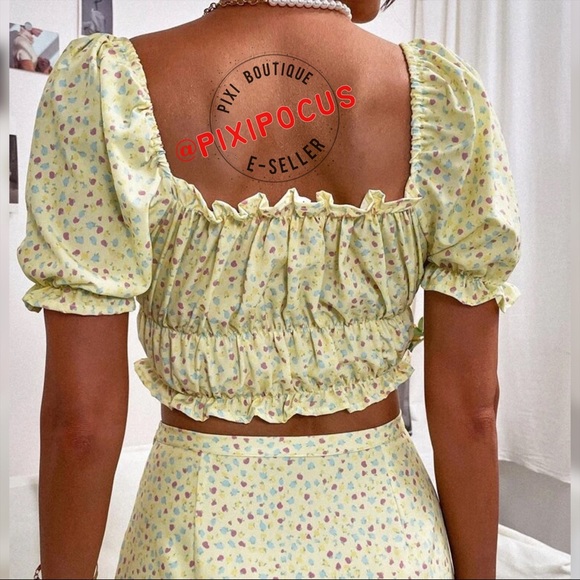 ZARA 2 PIECE SKIRT SET CO-ORD YELLOW PRINT NWT - Picture 8 of 12